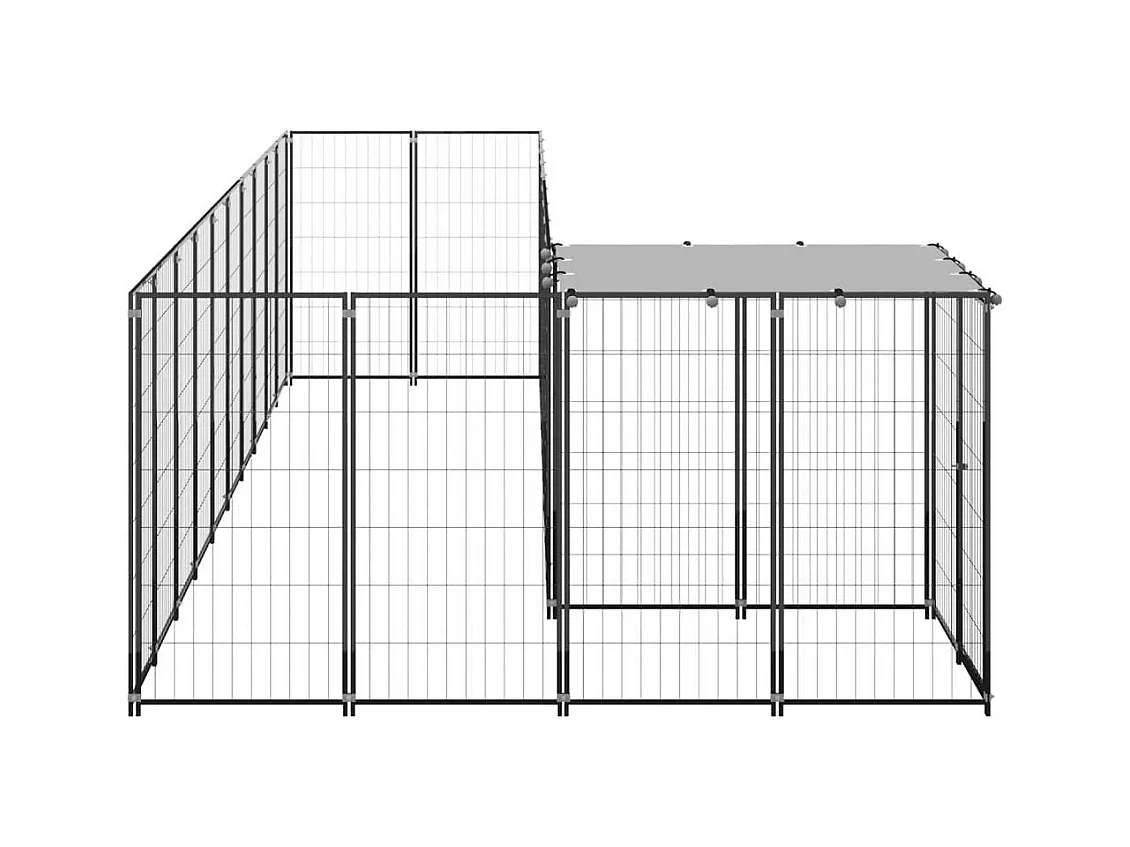 Chenil extérieur cage enclos noire 220 x 550 x 110 cm 02_0000553