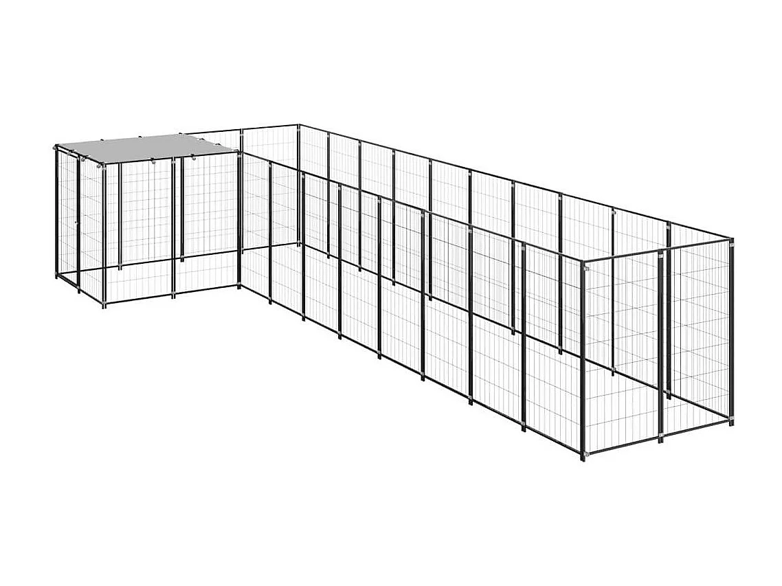 Caseta exterior para jaula, parque para animales y perros, 7,26 m², acero negro 02_0000553
