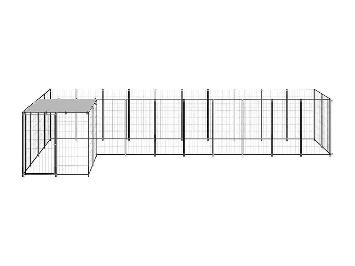 Caseta exterior para jaula, parque para animales y perros, 7,26 m², acero negro 02_0000553