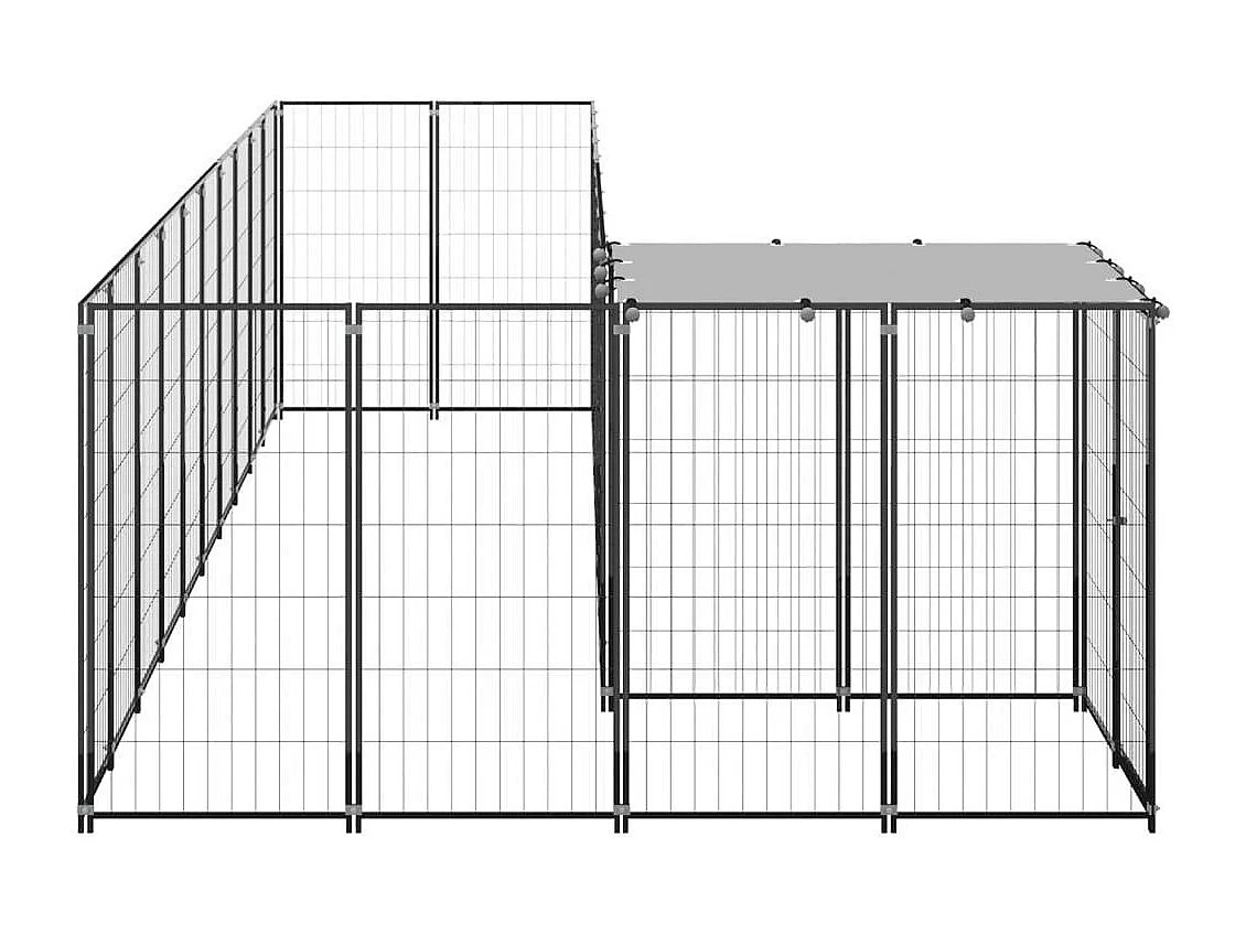 Caseta exterior para jaula, parque para animales y perros, 7,26 m², acero negro 02_0000553