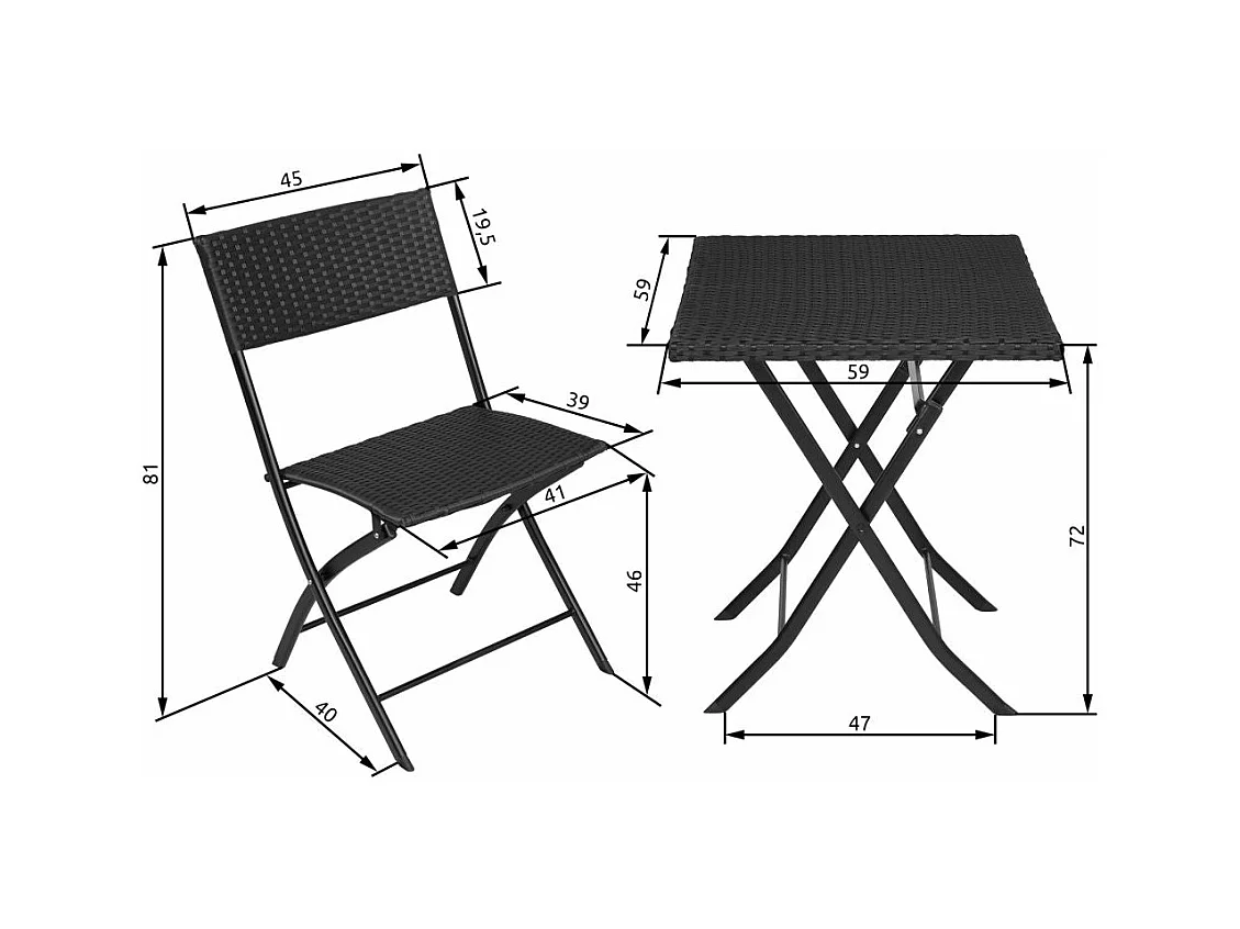 Móveis de jardim para 2 pessoas pretos 2108100