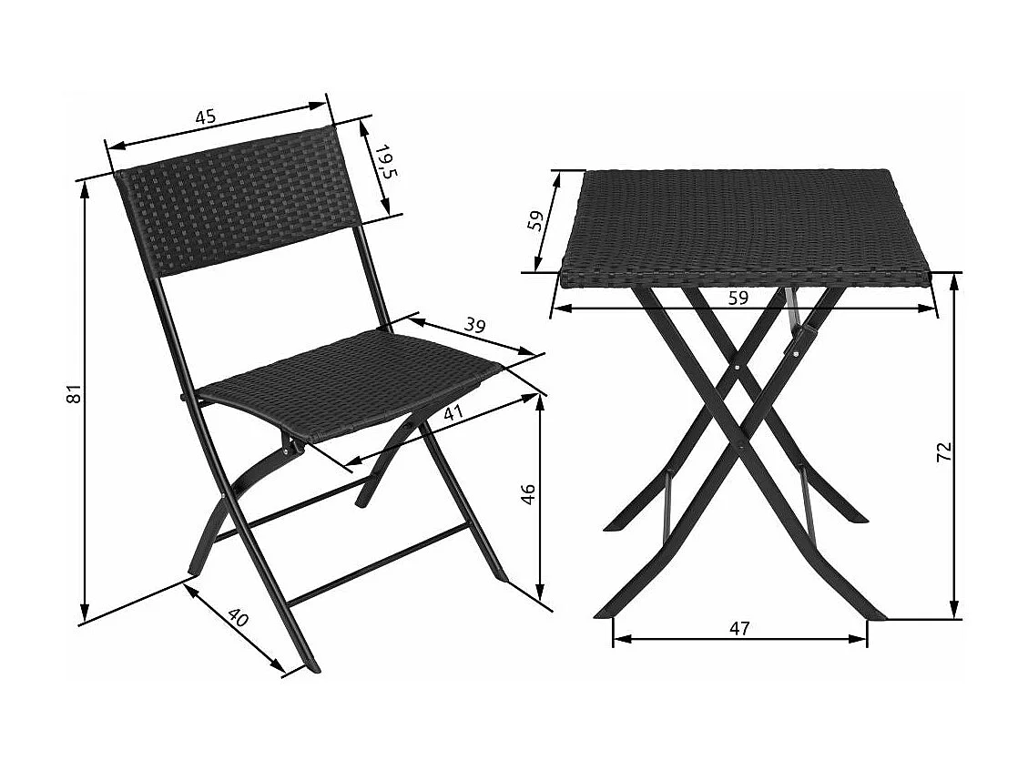 Móveis de jardim para 2 pessoas pretos 2108100
