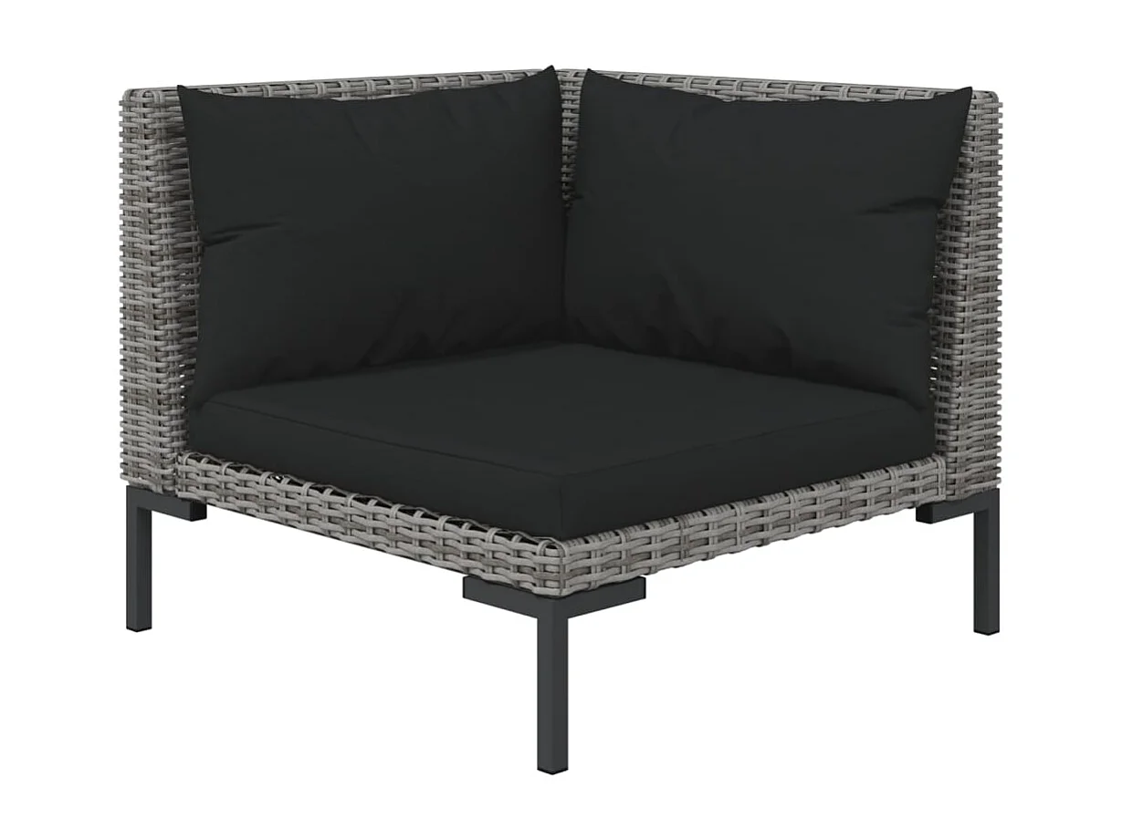 Set mobili da giardino per esterni set 7 pezzi con cuscini in polyrattan grigio scuro 02_0017287
