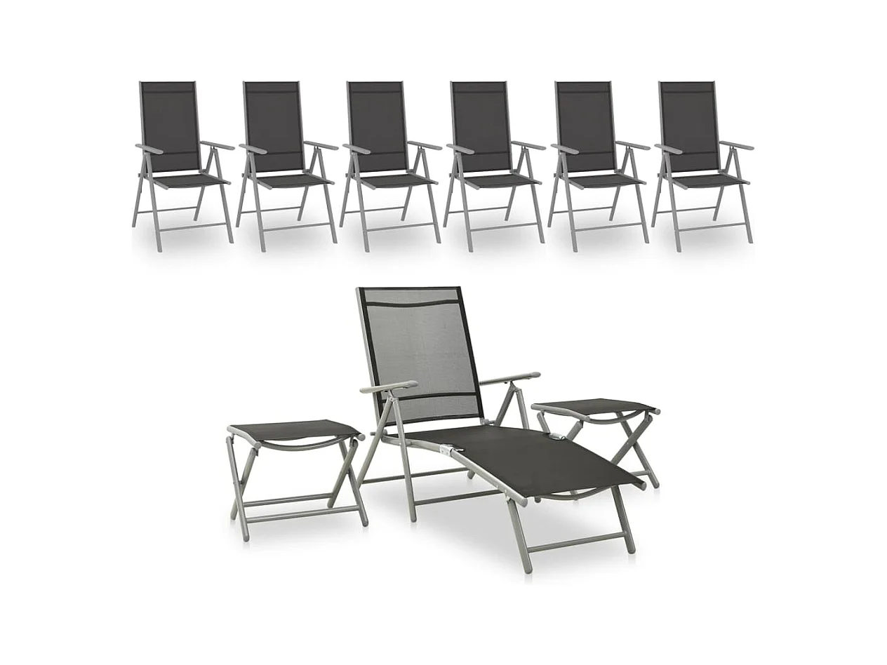 Muebles de jardín muebles de exterior juego de muebles 9 piezas negro y plata 02_0018279