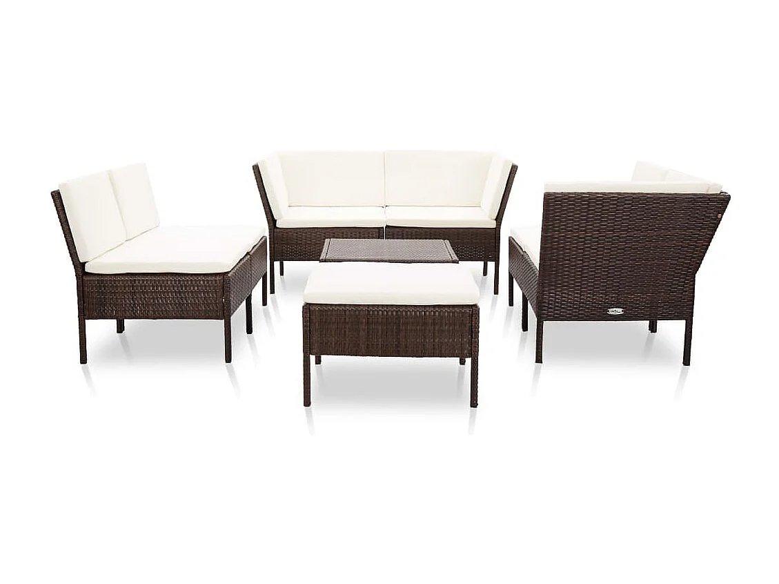 Conjunto de muebles de jardín muebles de exterior 8 piezas con cojines resina tejida marrón 02_0017704