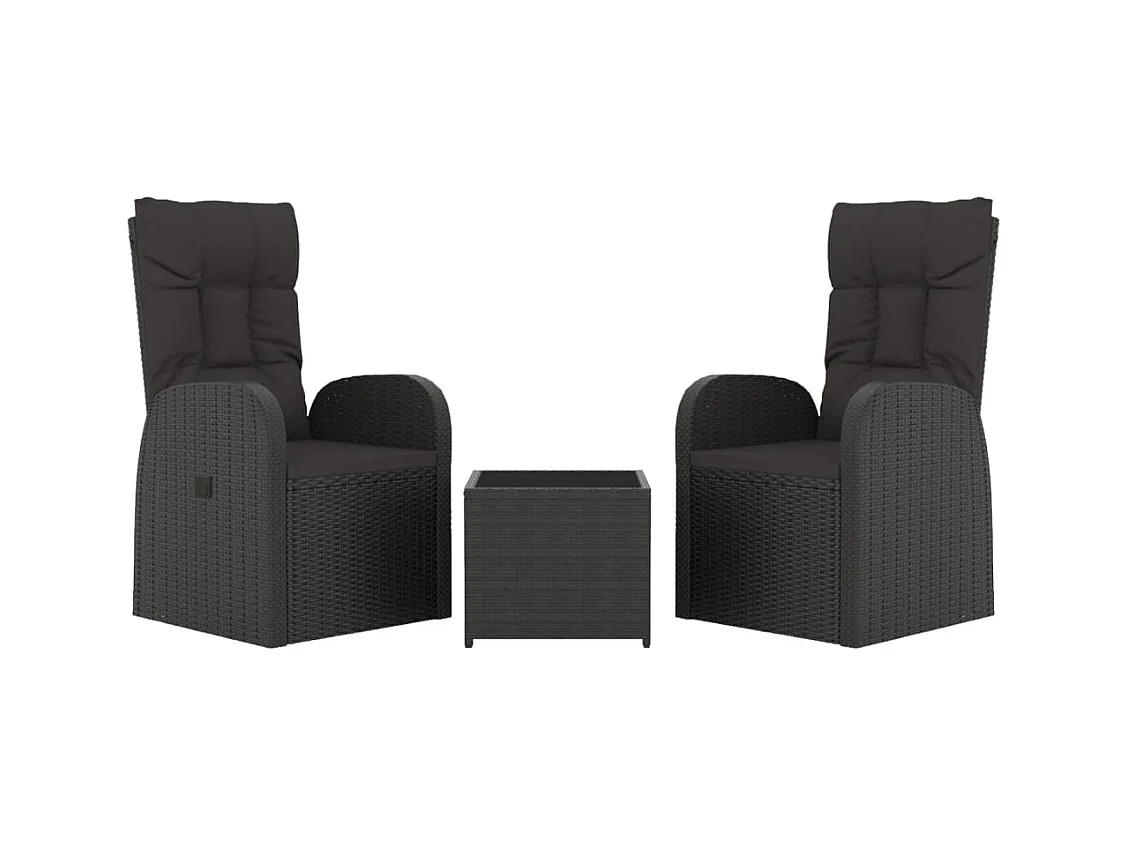 Set di mobili da giardino mobili da esterno Set di mobili da 3 pezzi polyrattan nero e acciaio 02_0014207