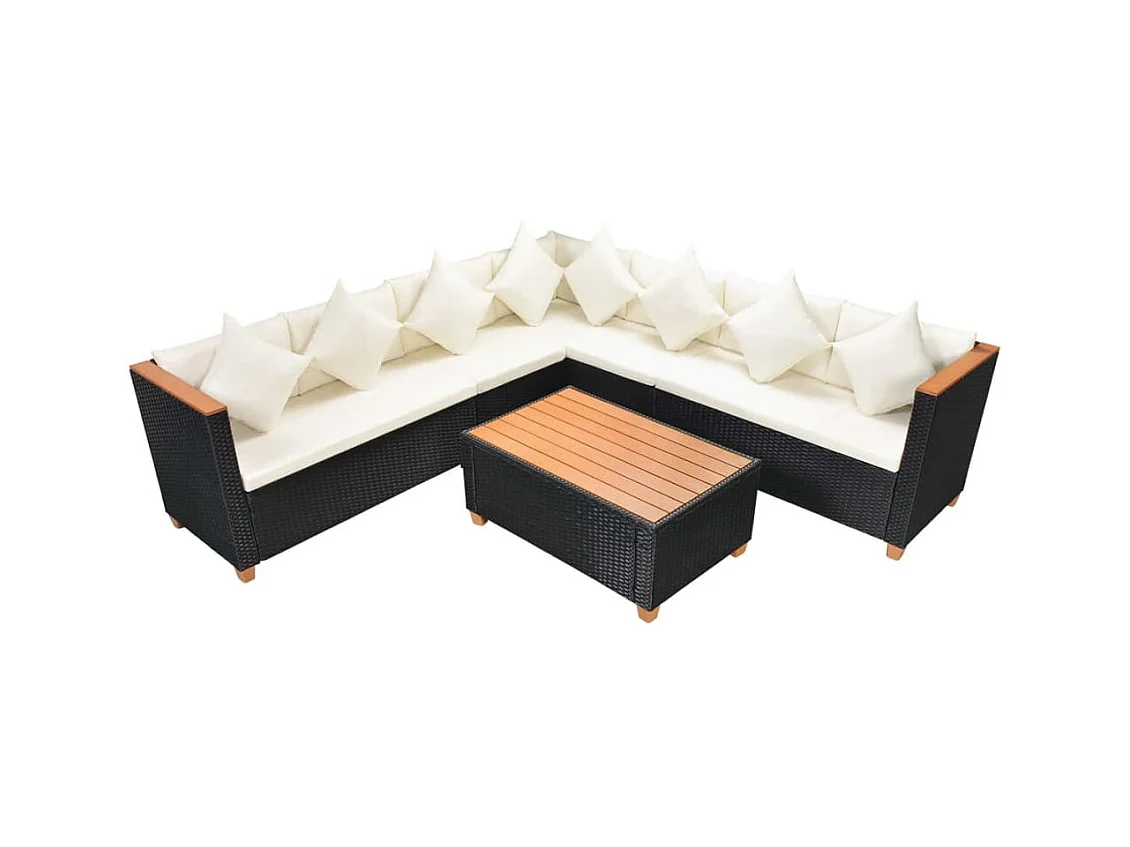 Salon de jardin meuble résine noire 114 x 60 x 70 cm 02_0016493