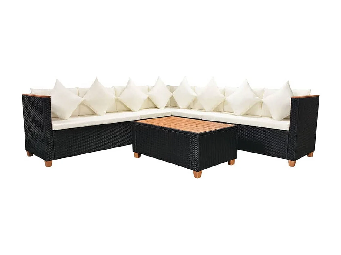 Muebles de jardín muebles de exterior juego de muebles de 5 piezas con cojines de resina tejida en negro 02_0016493