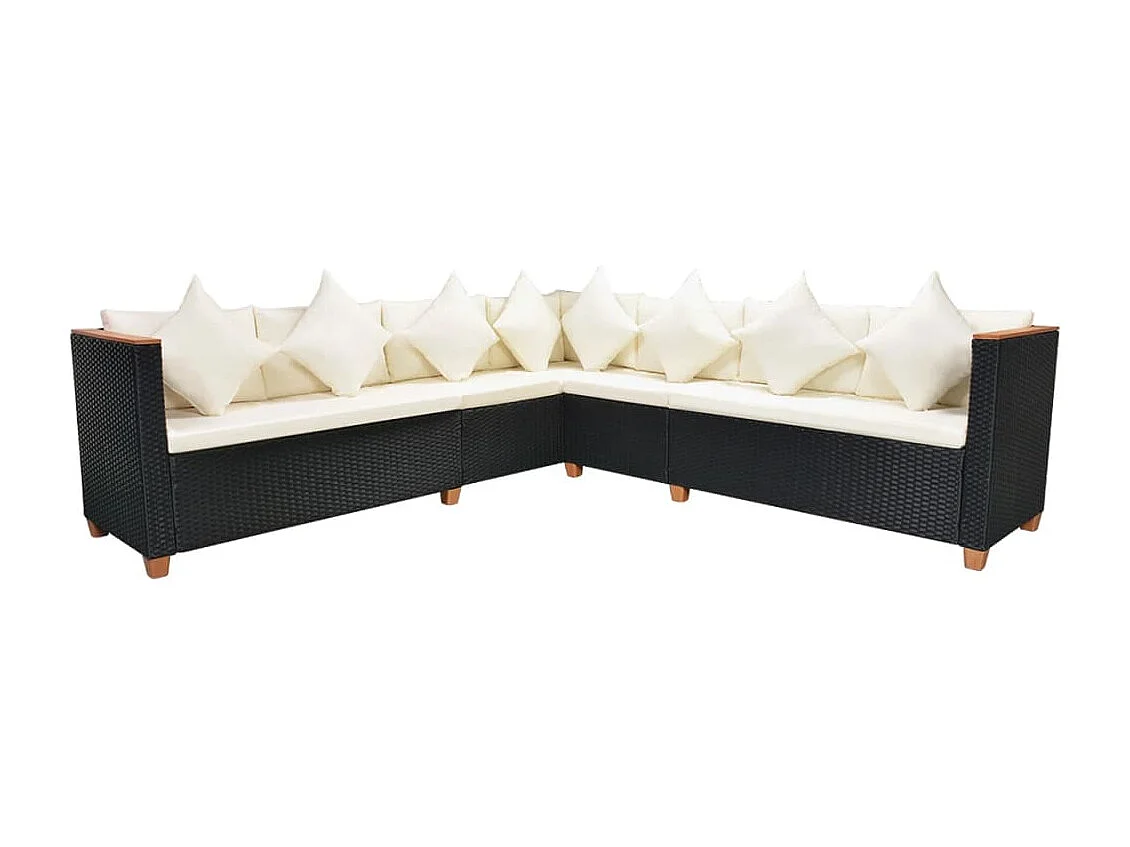 Muebles de jardín muebles de exterior juego de muebles de 5 piezas con cojines de resina tejida en negro 02_0016493