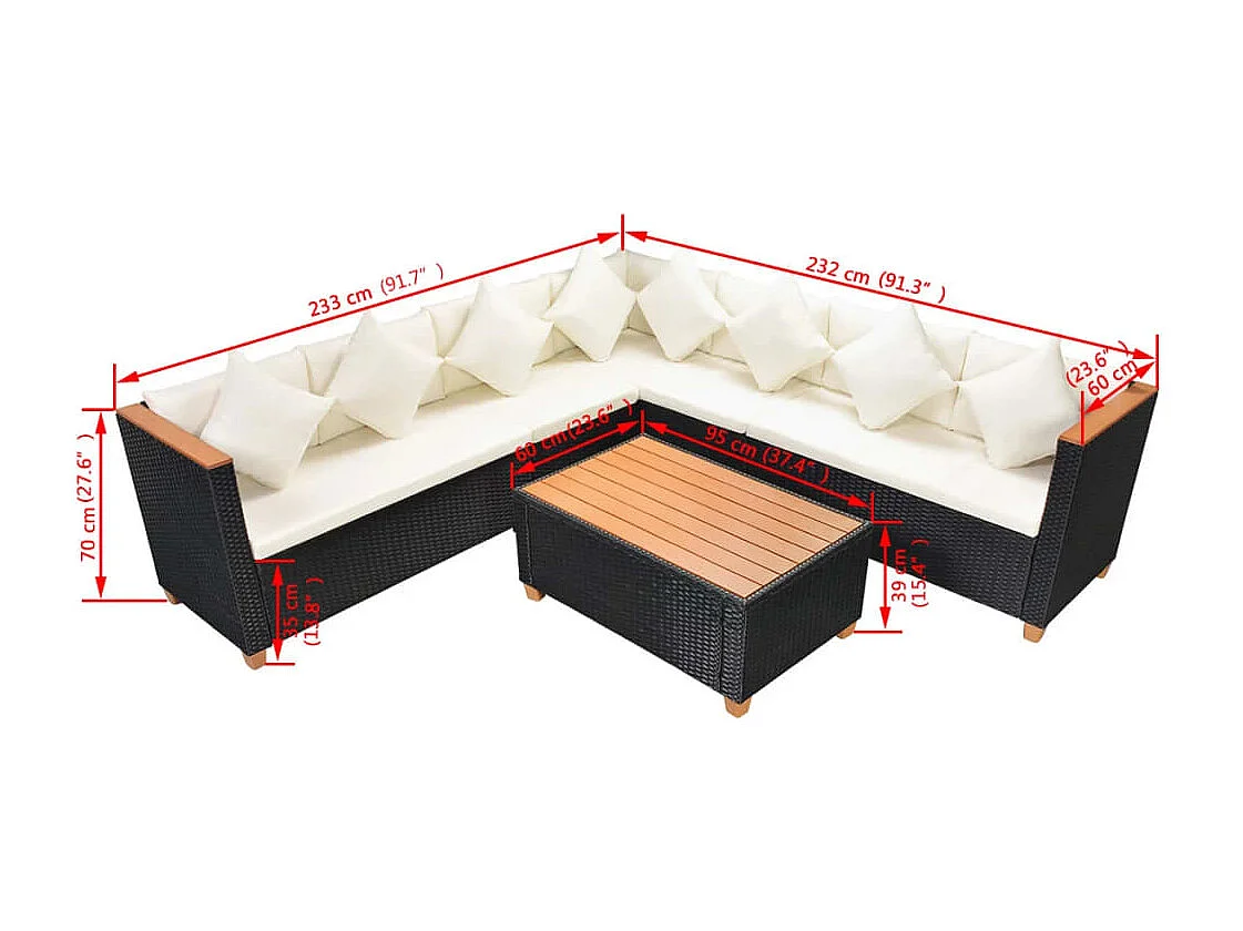 Muebles de jardín muebles de exterior juego de muebles de 5 piezas con cojines de resina tejida en negro 02_0016493