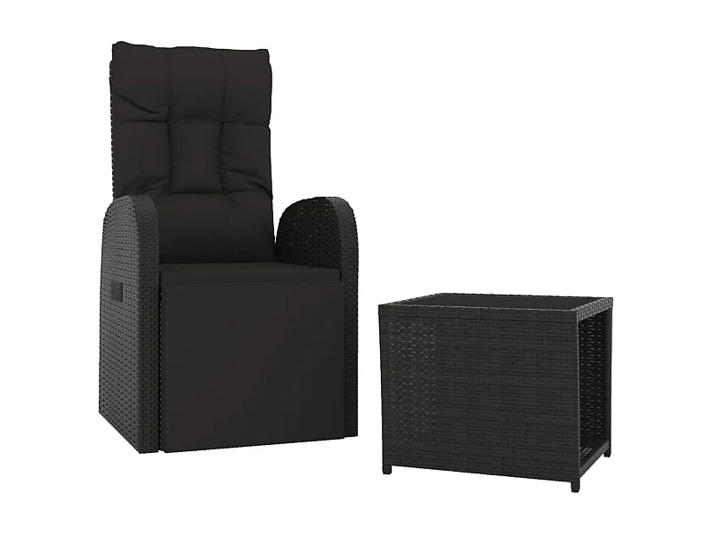 Conjunto de muebles de jardín conjunto de muebles de exterior 2 piezas polirratán negro y acero 02_0014199