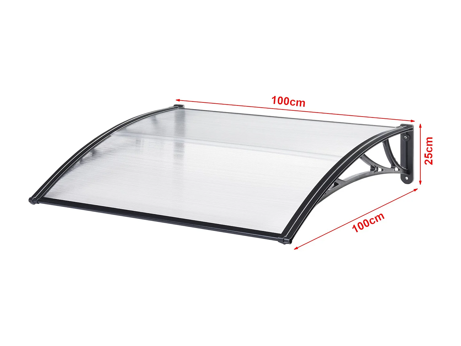 Auvent de porte d'entrée noire 100 x 100 x 25 cm 03_0006380