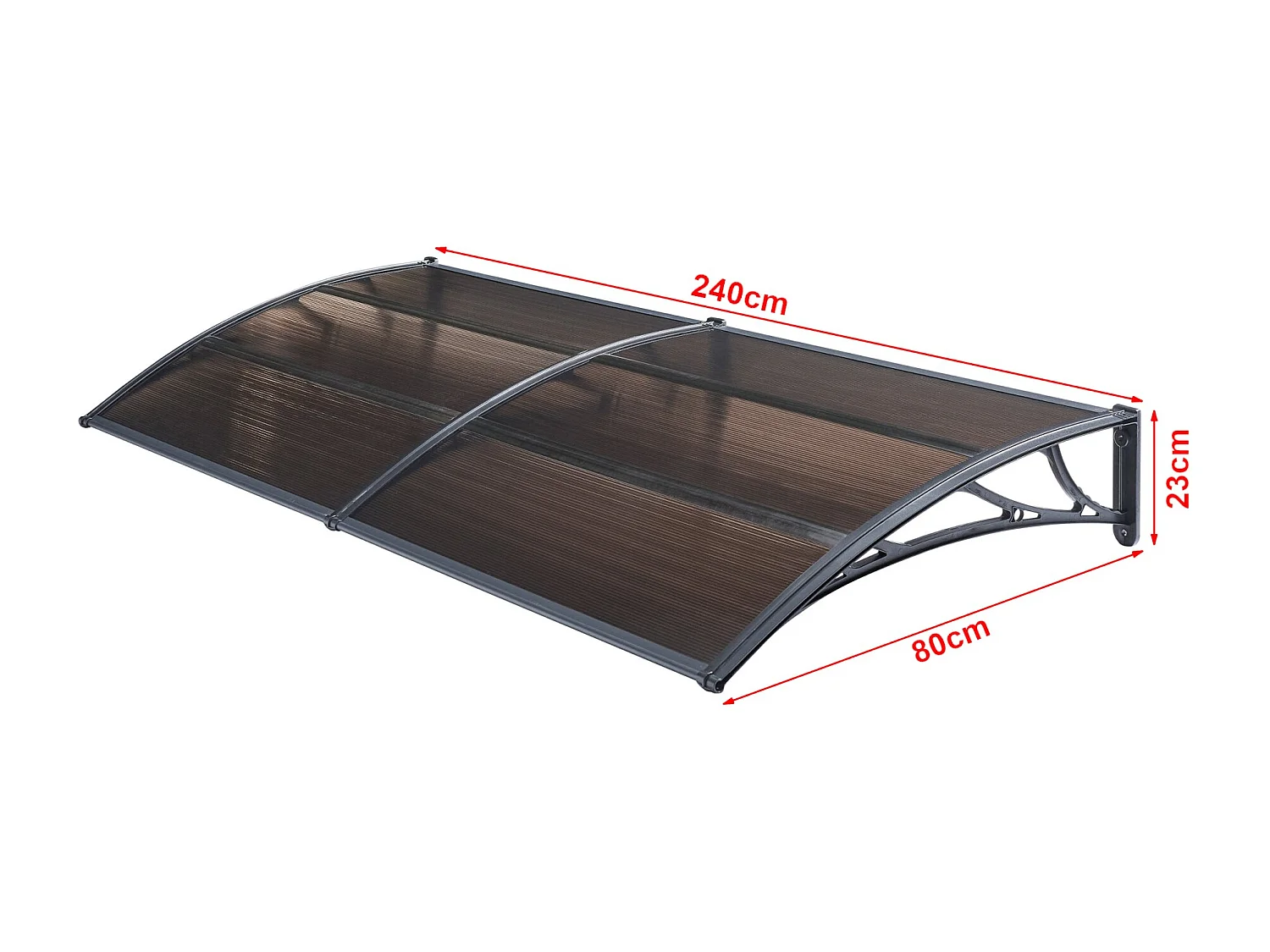 Tenda da sole per porta d'ingresso di design con tettoia per reception resistente alle intemperie 240 x 80 cm marrone-nero 03_0006390