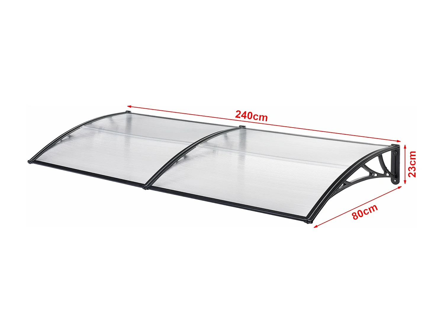 Auvent de porte d'entrée noire 240 x 80 x 23 cm 03_0006391