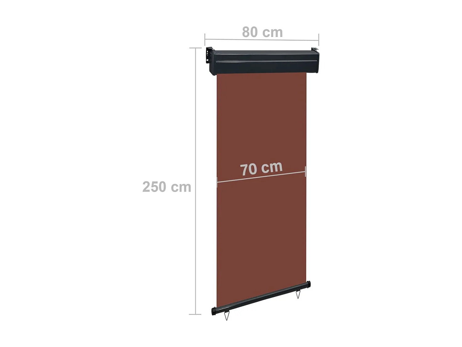 Toldo de protección lateral retráctil para patio, jardín, terraza, balcón, protección visual, 80 x 250 cm, marrón 02_0007041