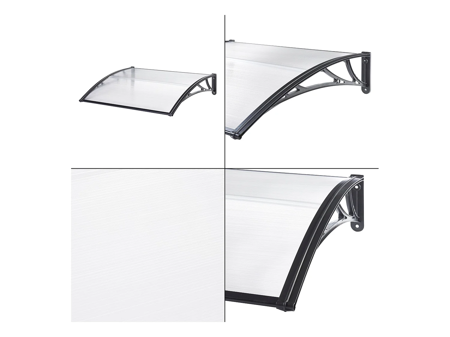 Auvent de porte d'entrée noire 120 x 100 x 25 cm 03_0006383