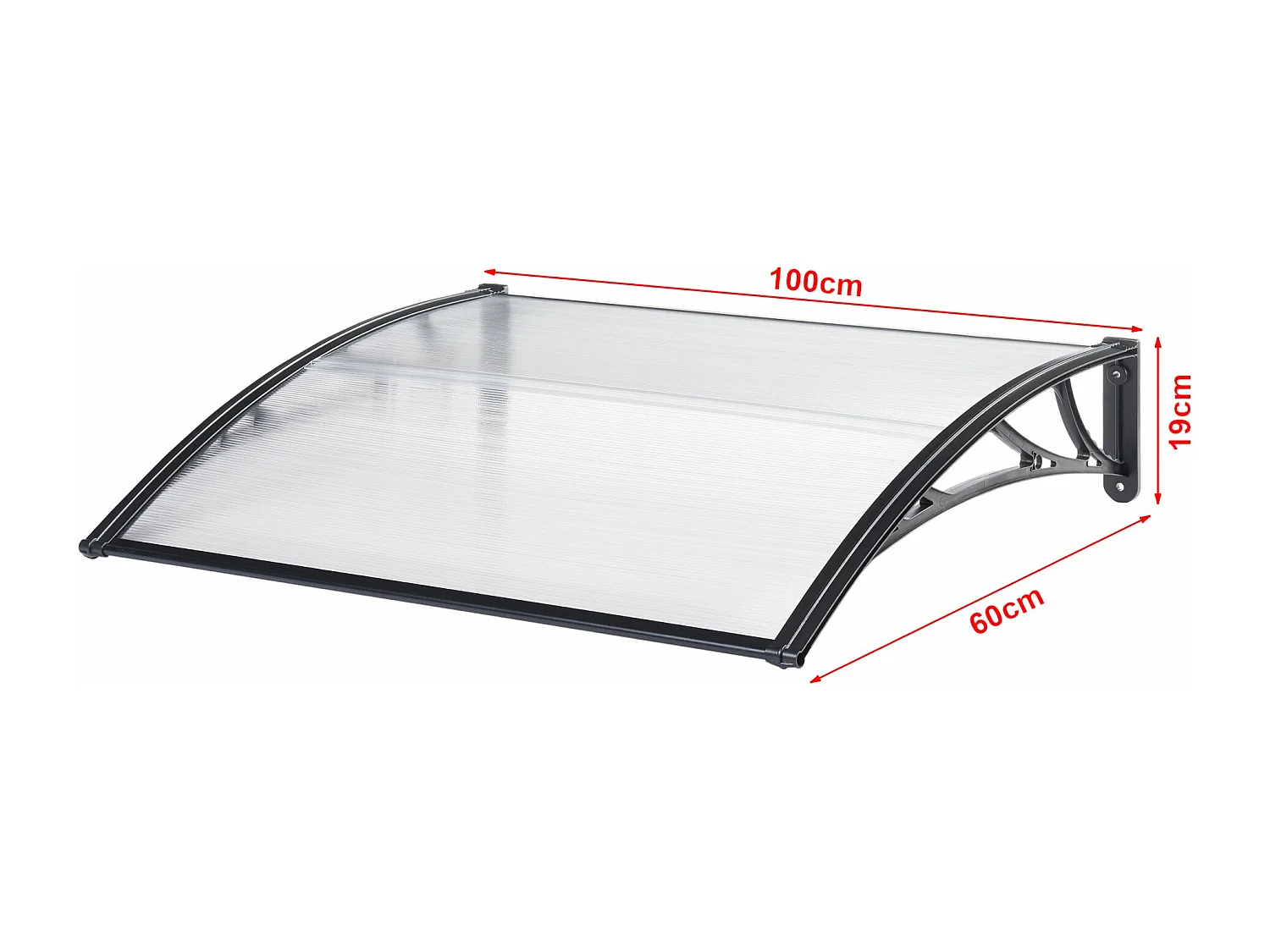 Auvent de porte d'entrée noire 100 x 60 x 25 cm 03_0006382