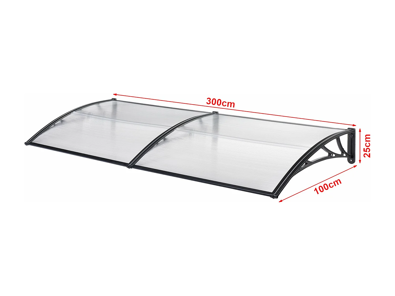 Tenda per porta d'ingresso design reception cappottina resistente alle intemperie 300 x 100 cm trasparente nero 03_0006392