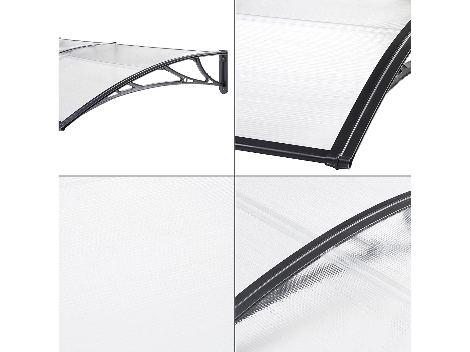 Tenda per porta d'ingresso design reception cappottina resistente alle intemperie 300 x 100 cm trasparente nero 03_0006392