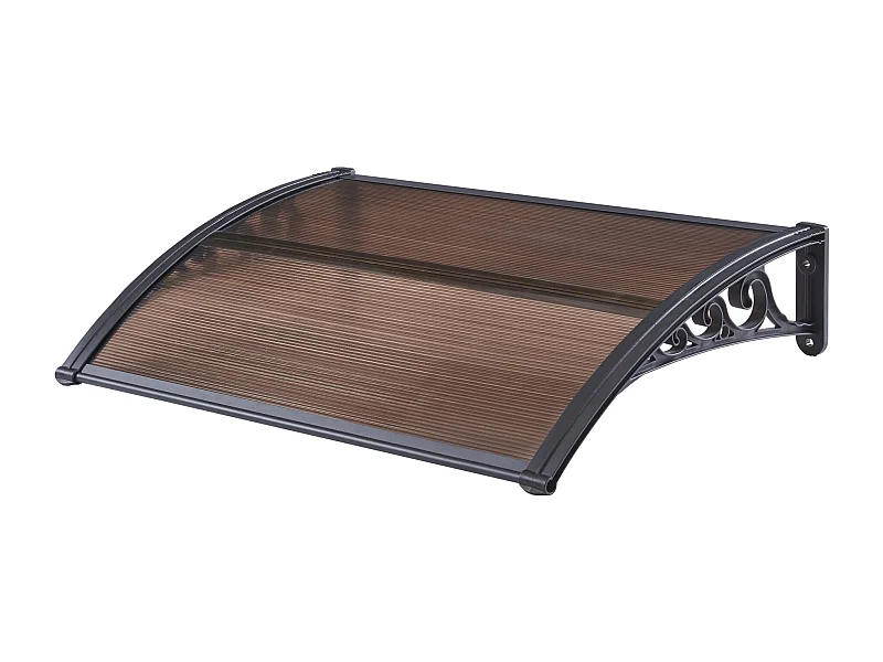 Marquesina para recepción resistente a la intemperie, toldo para puerta de entrada de diseño, 100 x 60 cm, negro marrón 03_0006381