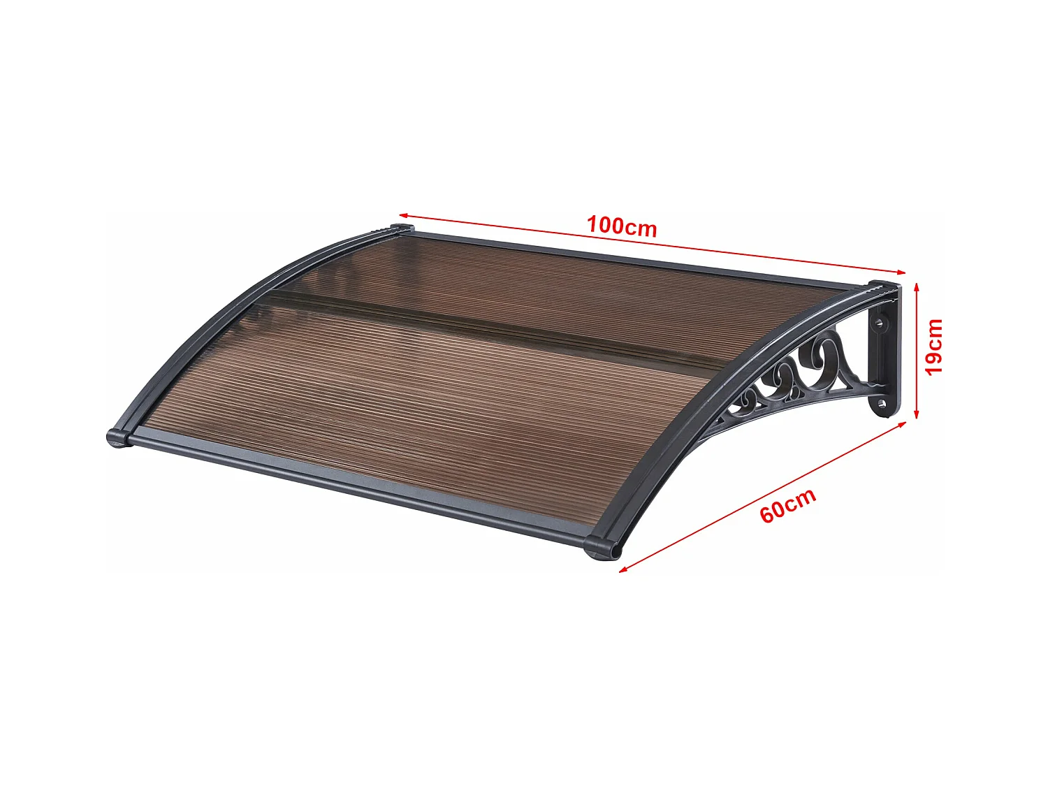 Marquesina para recepción resistente a la intemperie, toldo para puerta de entrada de diseño, 100 x 60 cm, negro marrón 03_0006381
