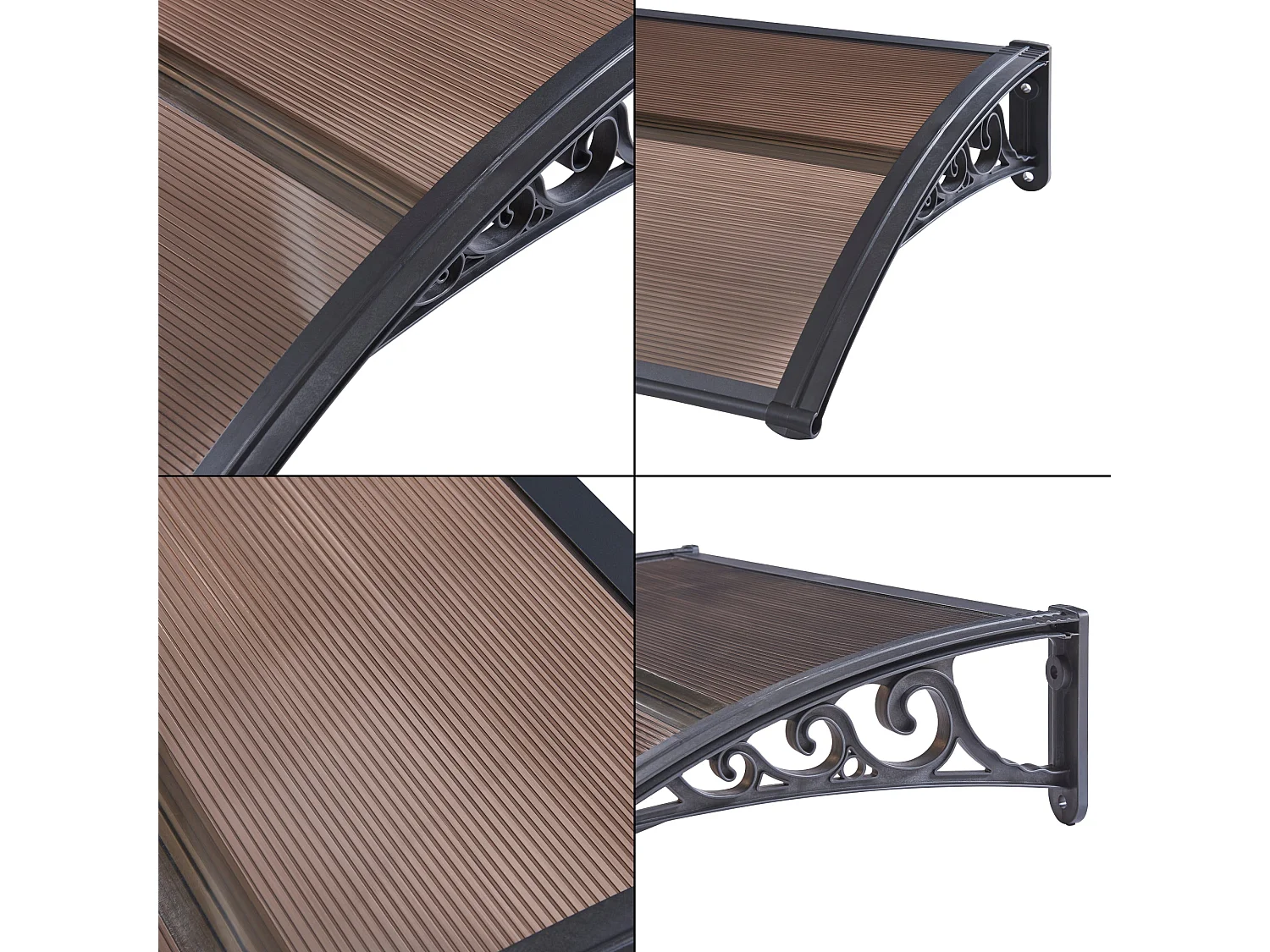 Tenda da sole per porta d'ingresso di design con tettoia per reception resistente alle intemperie 100 x 60 cm marrone-nero 03_0006381