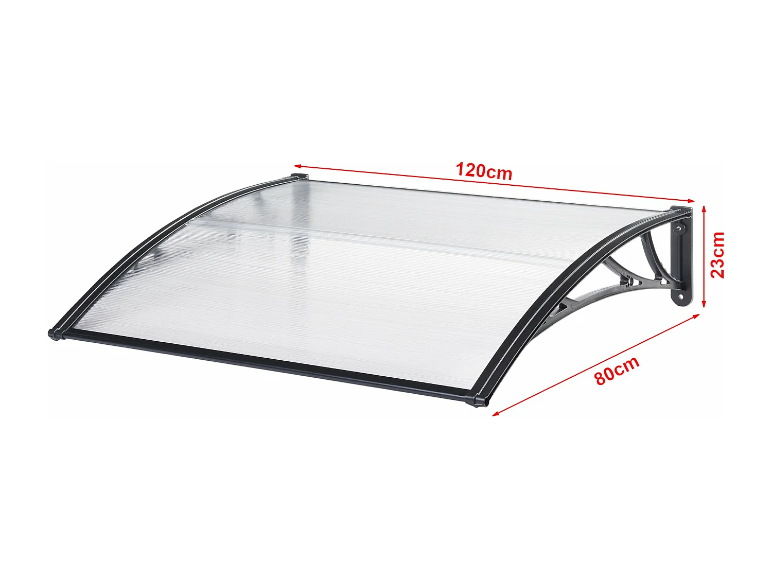 Toldo de porta de entrada com design de dossel de recepção resistente às intempéries 120 x 80 cm preto transparente 03_0006385