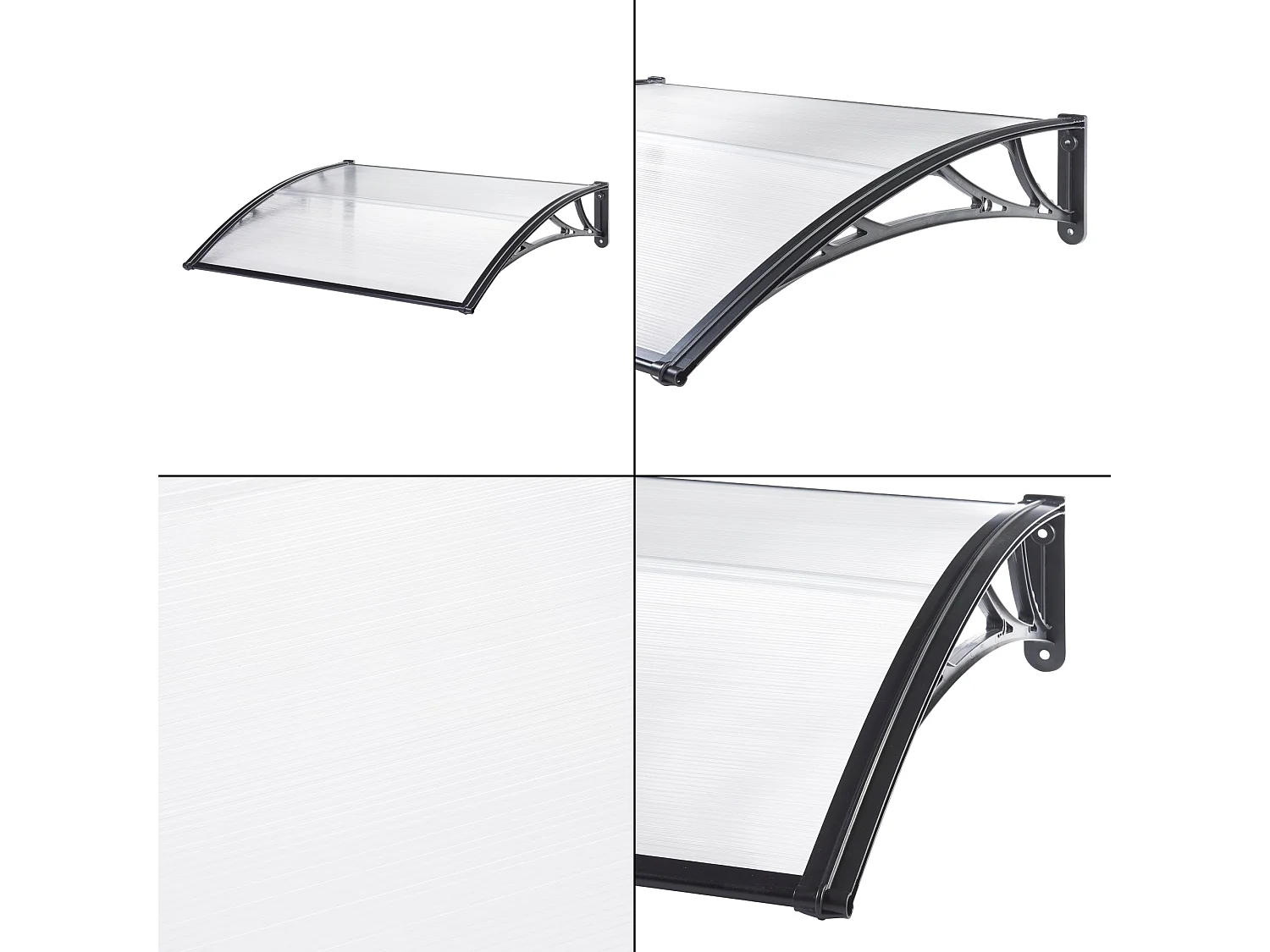 Toldo de porta de entrada com design de dossel de recepção resistente às intempéries 120 x 80 cm preto transparente 03_0006385