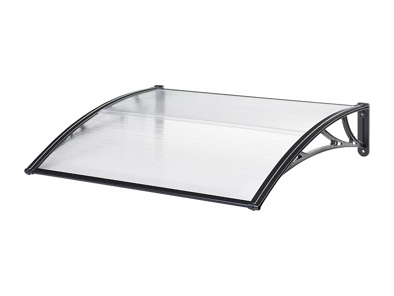 Toldo de porta de entrada com design de dossel de recepção resistente às intempéries 120 x 80 cm preto transparente 03_0006385