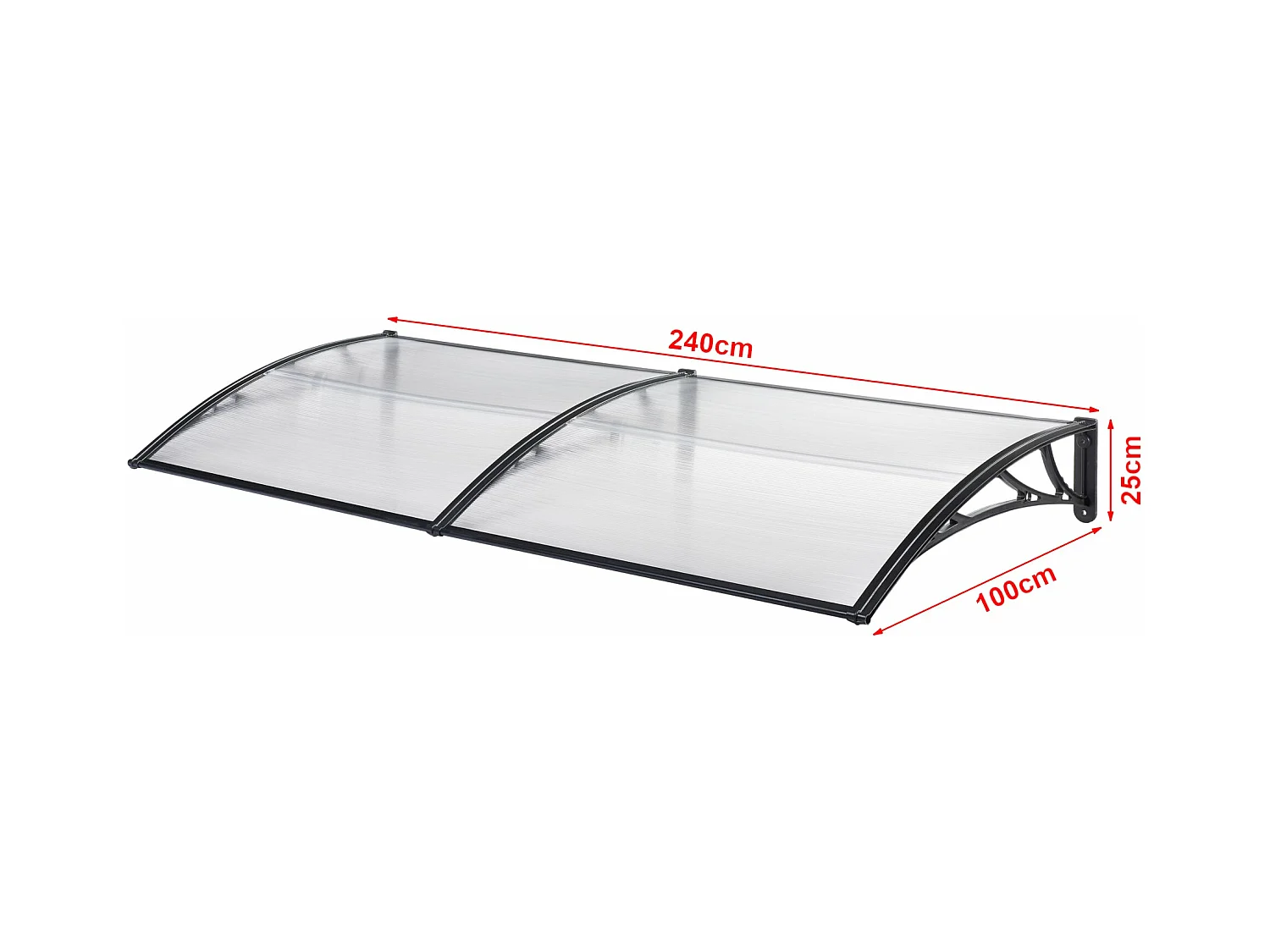 Tenda per porta d'ingresso design reception cappottina resistente alle intemperie 240 x 100 cm trasparente nero 03_0006389