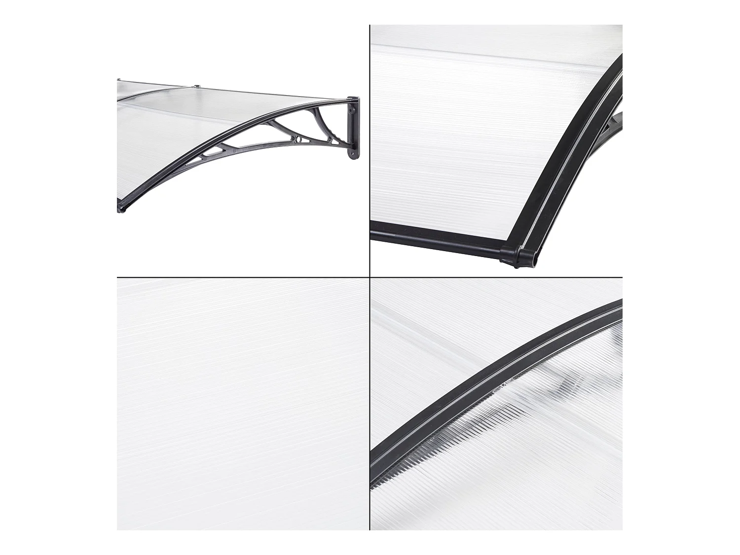 Tenda per porta d'ingresso design reception cappottina resistente alle intemperie 240 x 100 cm trasparente nero 03_0006389