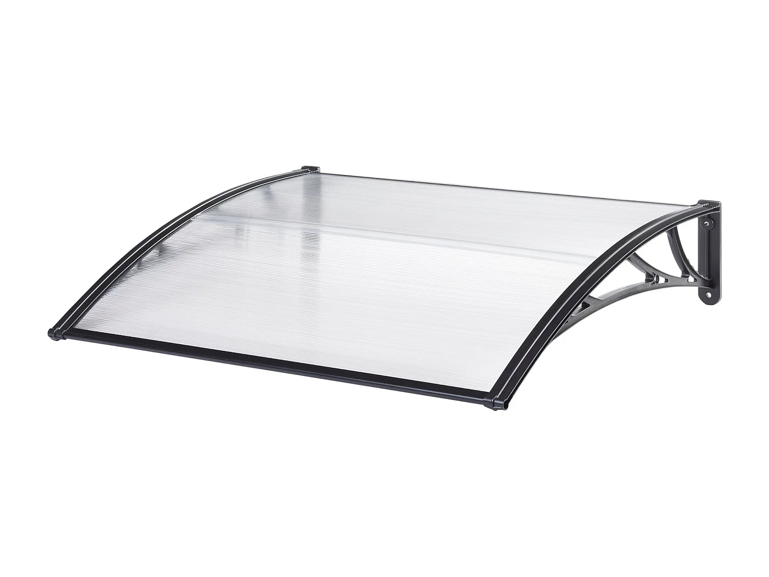 Pensilina di design per porta d'ingresso pensilina di benvenuto resistente alle intemperie 150 x 100 cm nero trasparente 03_0006386