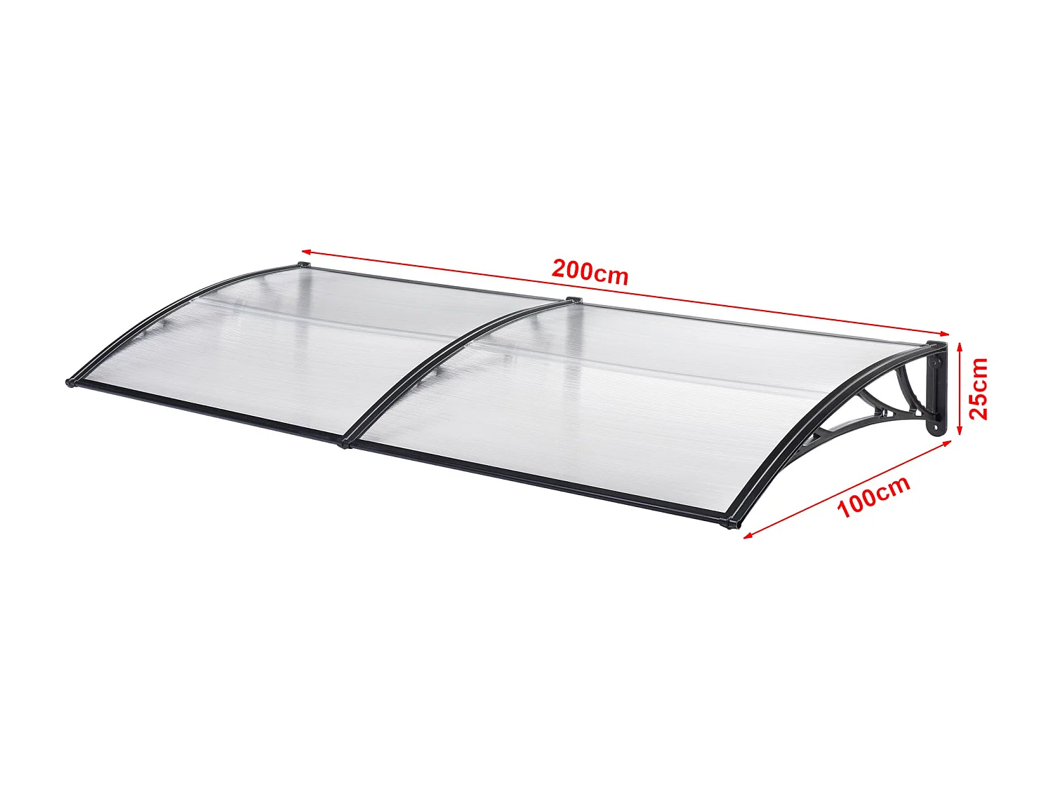 Auvent de porte d'entrée noire 200 x 100 x 25 cm 03_0006388