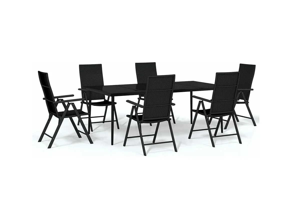 Set da pranzo da giardino mobili da esterno 7 pezzi nero 02_0014030