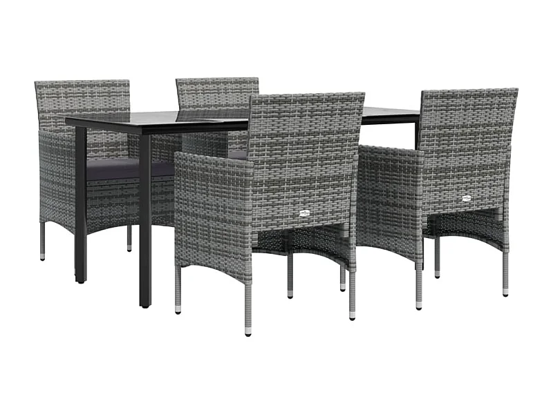 Juego de comedor de jardín muebles de exterior y cojines 5 piezas gris/negro 02_0014188