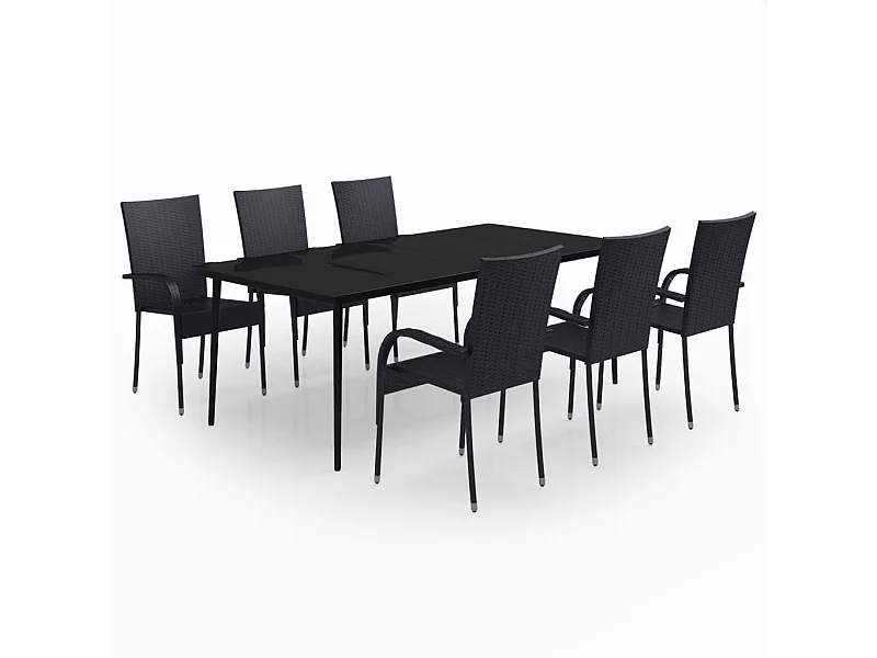 Set da pranzo da giardino mobili da esterno 7 pezzi nero 02_0014027