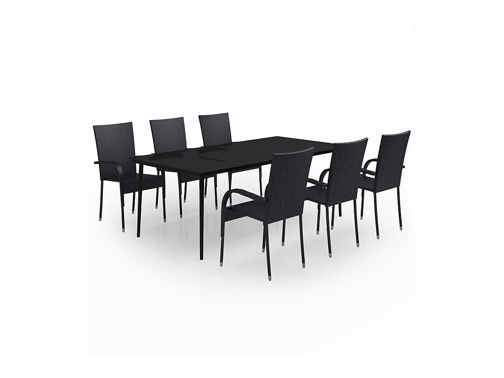 Set da pranzo da giardino mobili da esterno 7 pezzi nero 02_0014027