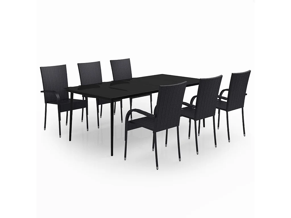 Juego de comedor de jardín muebles de exterior 7 piezas negro 02_0014027