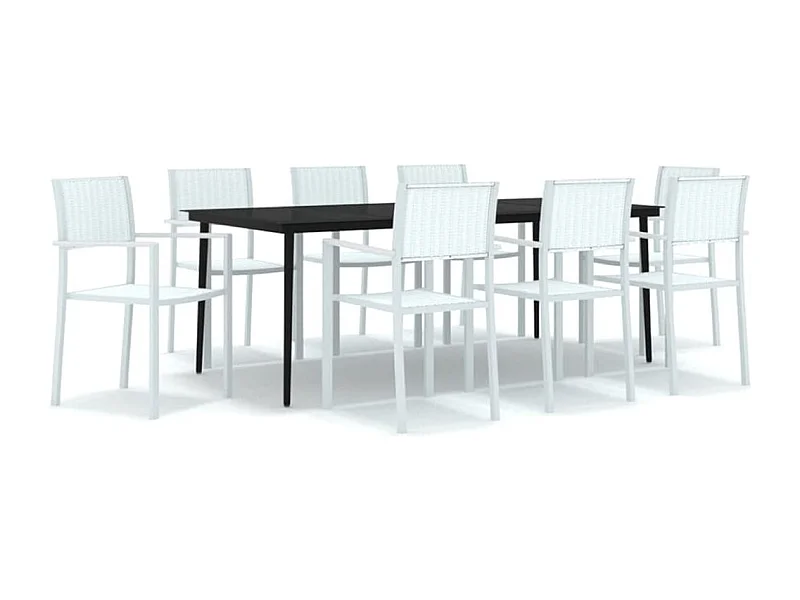 Set da pranzo da giardino mobili da esterno 9 pezzi bianco 02_0014078