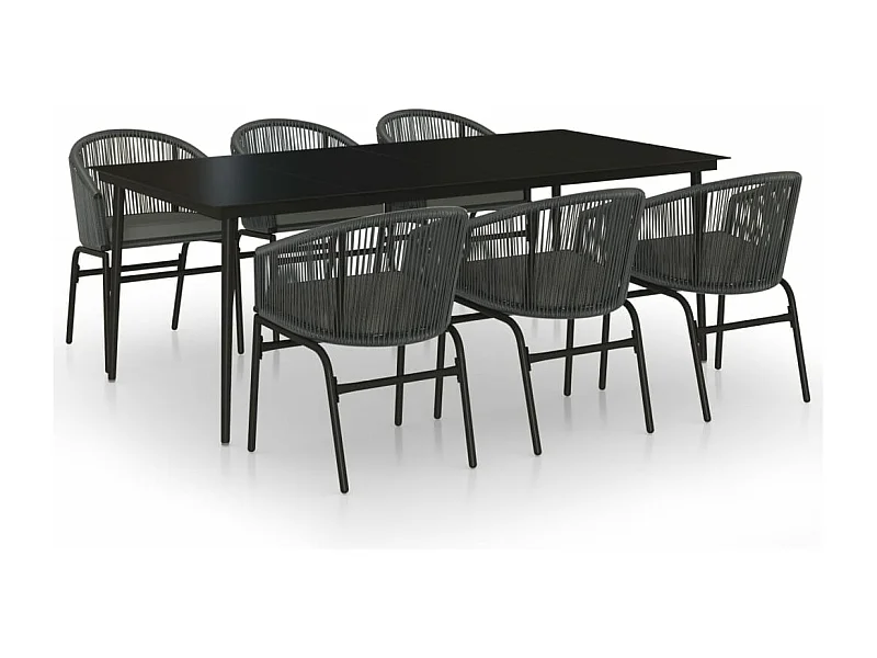 Conjunto de jantar de jardim móveis de exterior 7 peças cinza 02_0013960