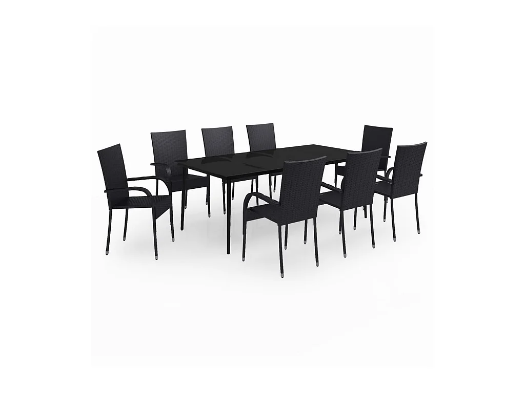 Set da pranzo da giardino mobili da esterno 9 pezzi nero 02_0014119