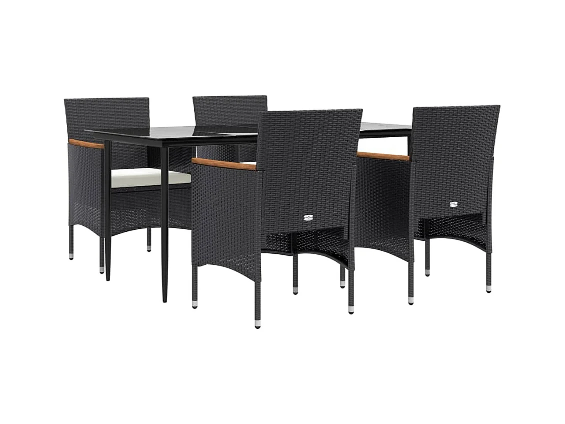 Set da pranzo da giardino mobili da esterno con cuscini 5 pezzi nero 02_0014165