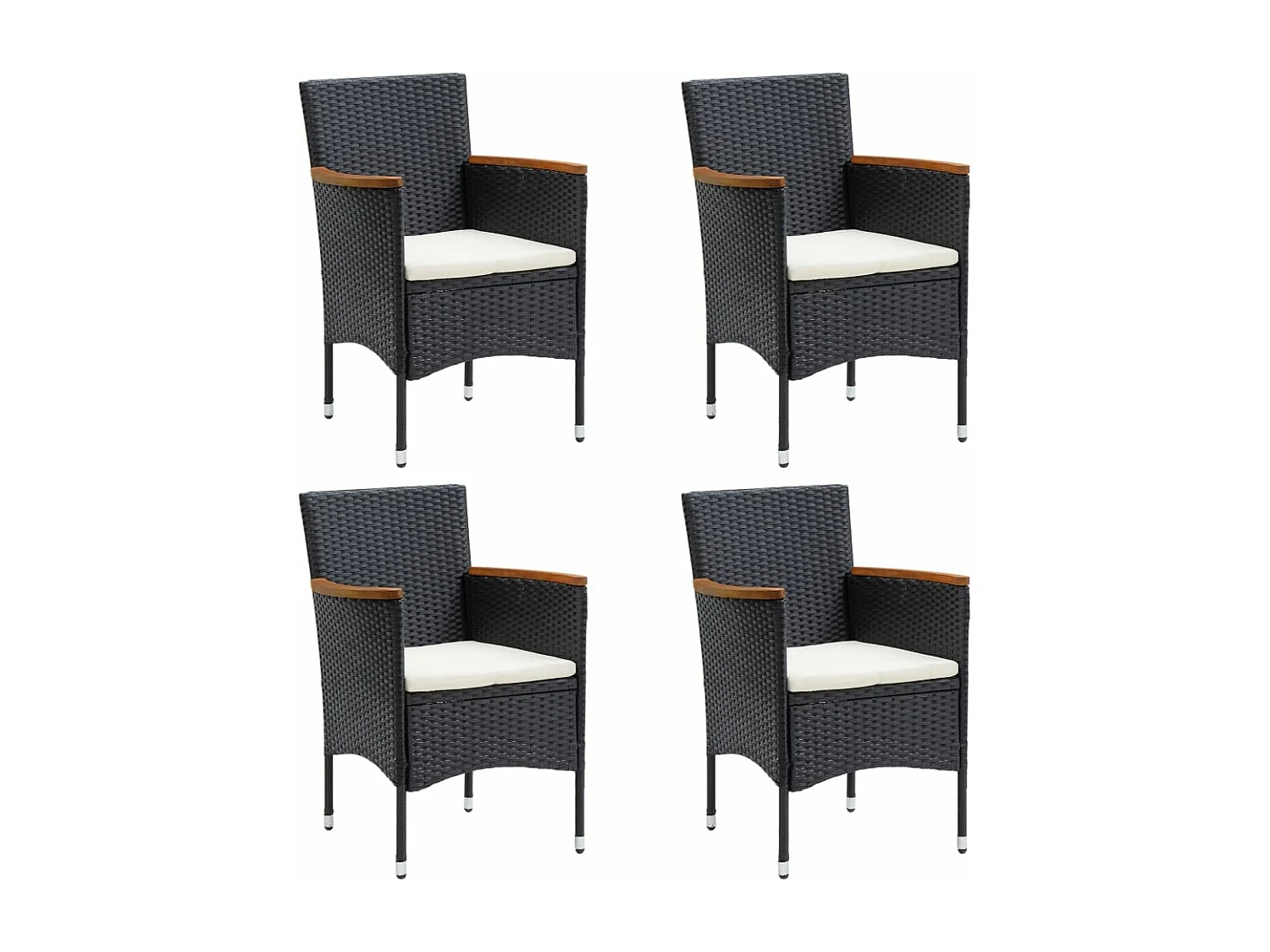 Conjunto de jantar de jardim móveis de exterior com almofadas 5 peças preto 02_0014165