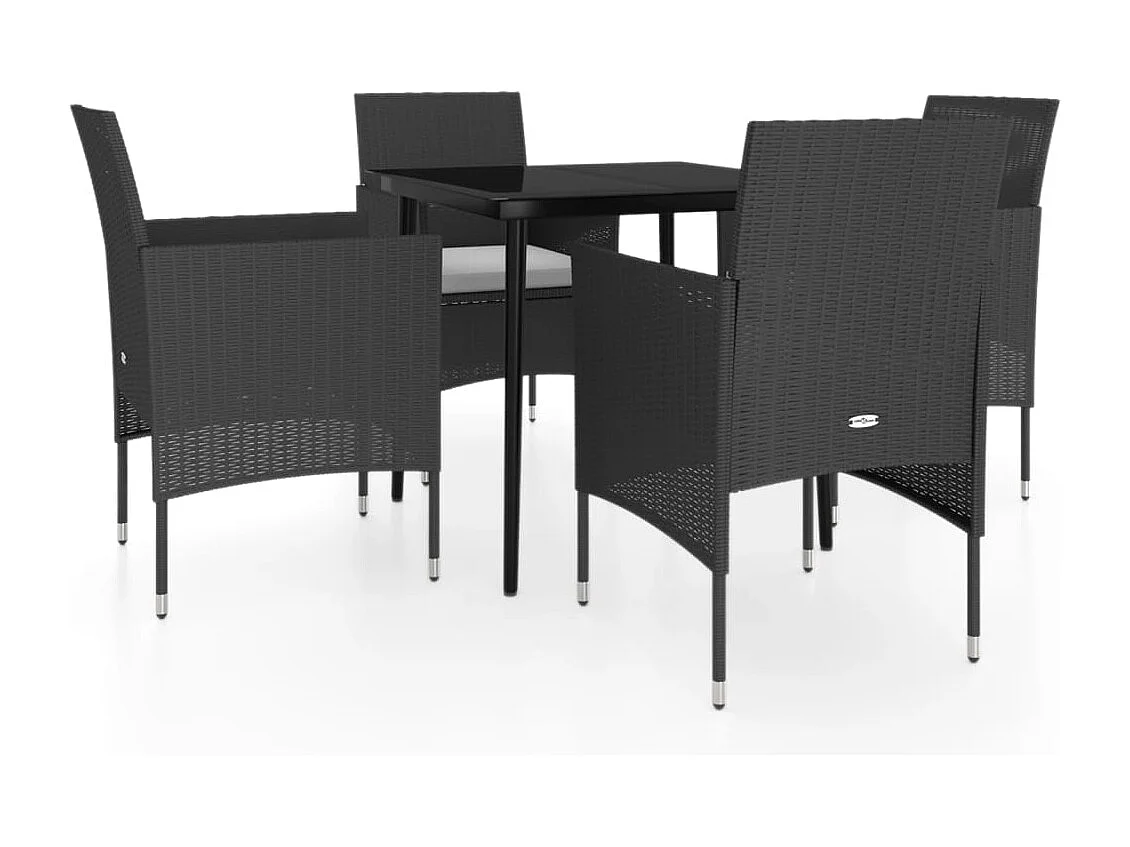Juego de comedor de jardín muebles de exterior con cojines 5 piezas negro 02_0014154