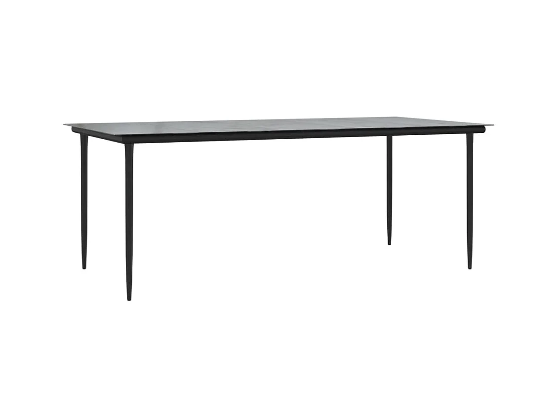 Conjunto de sala de jantar de jardim de 9 peças e almofadas pretas e cinza 02_0014197