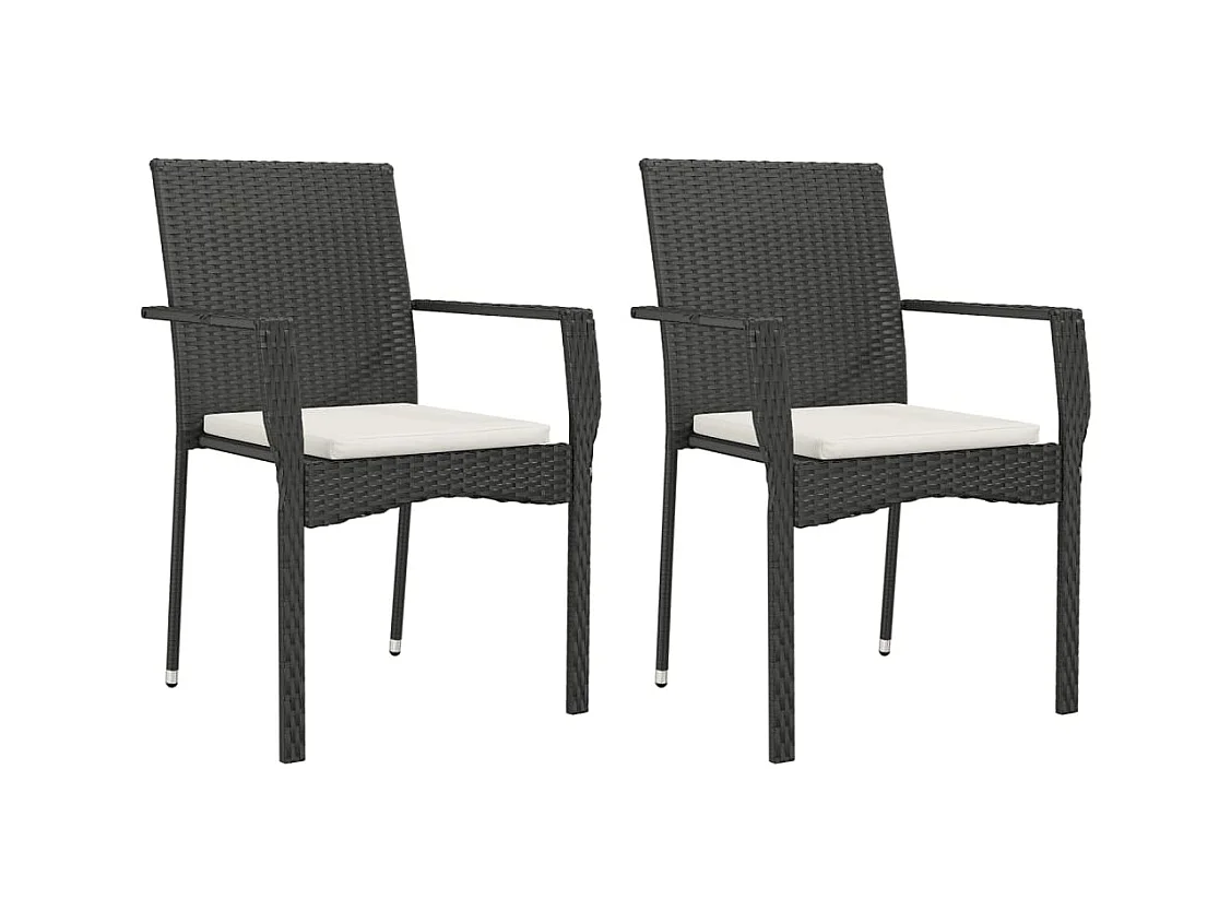 Juego de comedor de jardín muebles de exterior con cojines 3 piezas negro 02_0014142