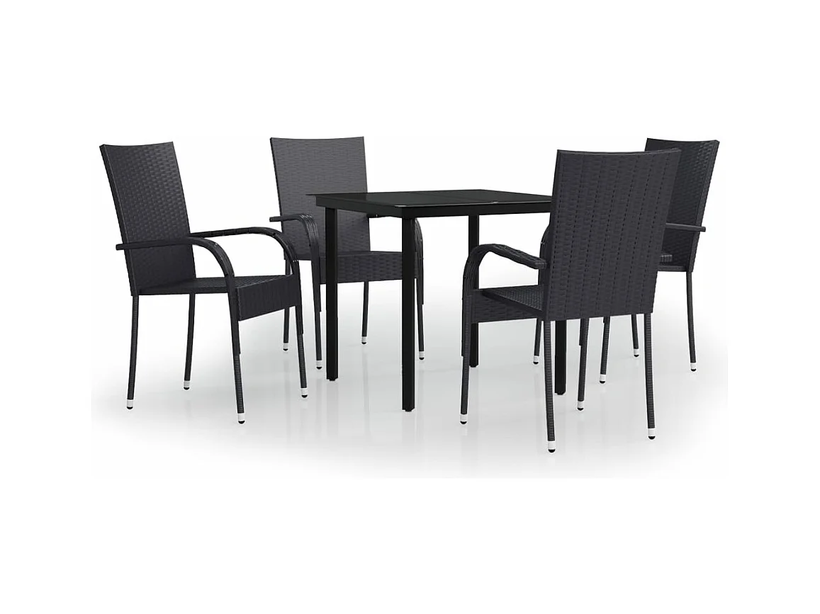 Juego de comedor de exterior negro de 5 piezas 02_0013565