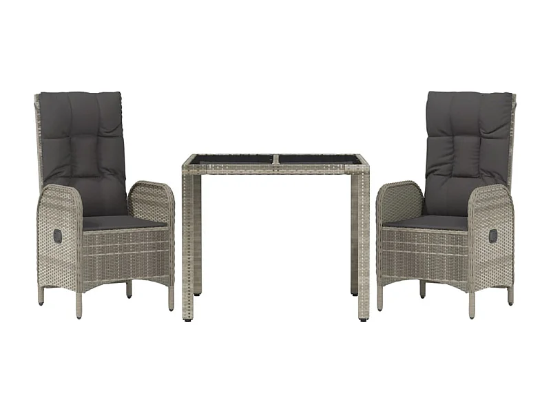 Set da pranzo da giardino da 3 pezzi per mobili da esterno con cuscini grigi 02_0013583