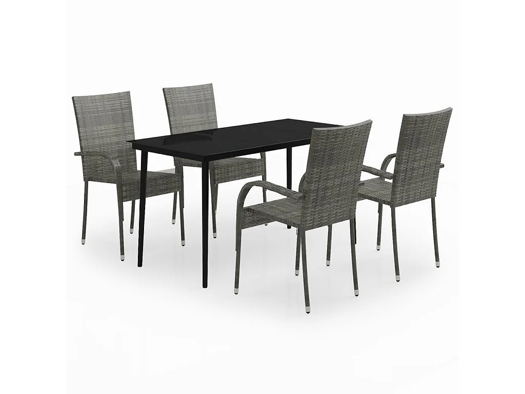 Set da pranzo da giardino mobili da esterno 5 pezzi grigio e nero 02_0013796