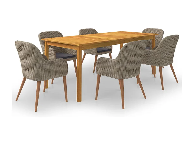 Set da pranzo da giardino mobili da esterno 7 pezzi marrone 02_0013987